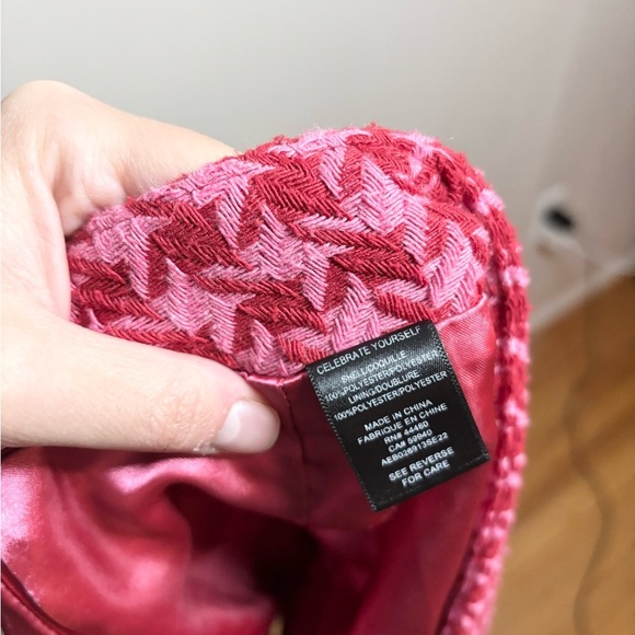 AFRM Melody micro Mini Skirt Size M Pink and Red, Lined slit tweed - Picture 11 of 11